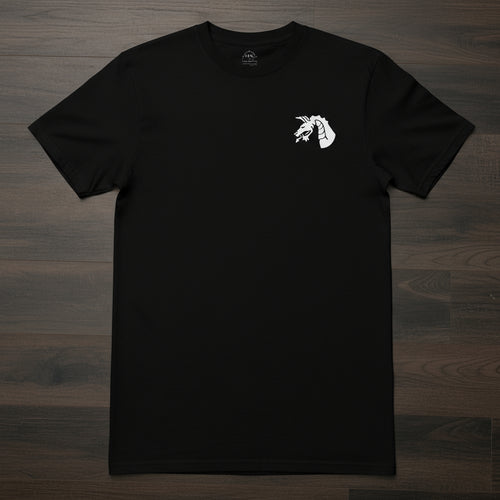 black t-shirt with 18th airborne corps insignia on the left chest