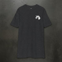 charcoal t-shirt with 18th airborne corps insignia on the left chest