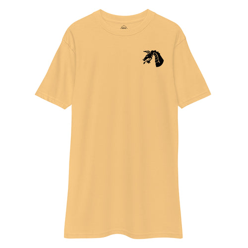 gold t-shirt with 18th airborne corps insignia on the left chest