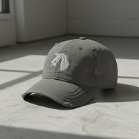 Distressed dad hat with 18th airborne corps insignia 