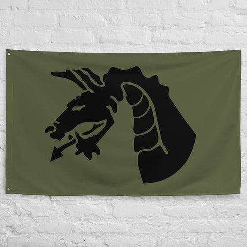 18th airborne dragon insignia on a black flag