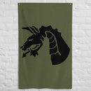 18th airborne dragon insignia on a military green flag