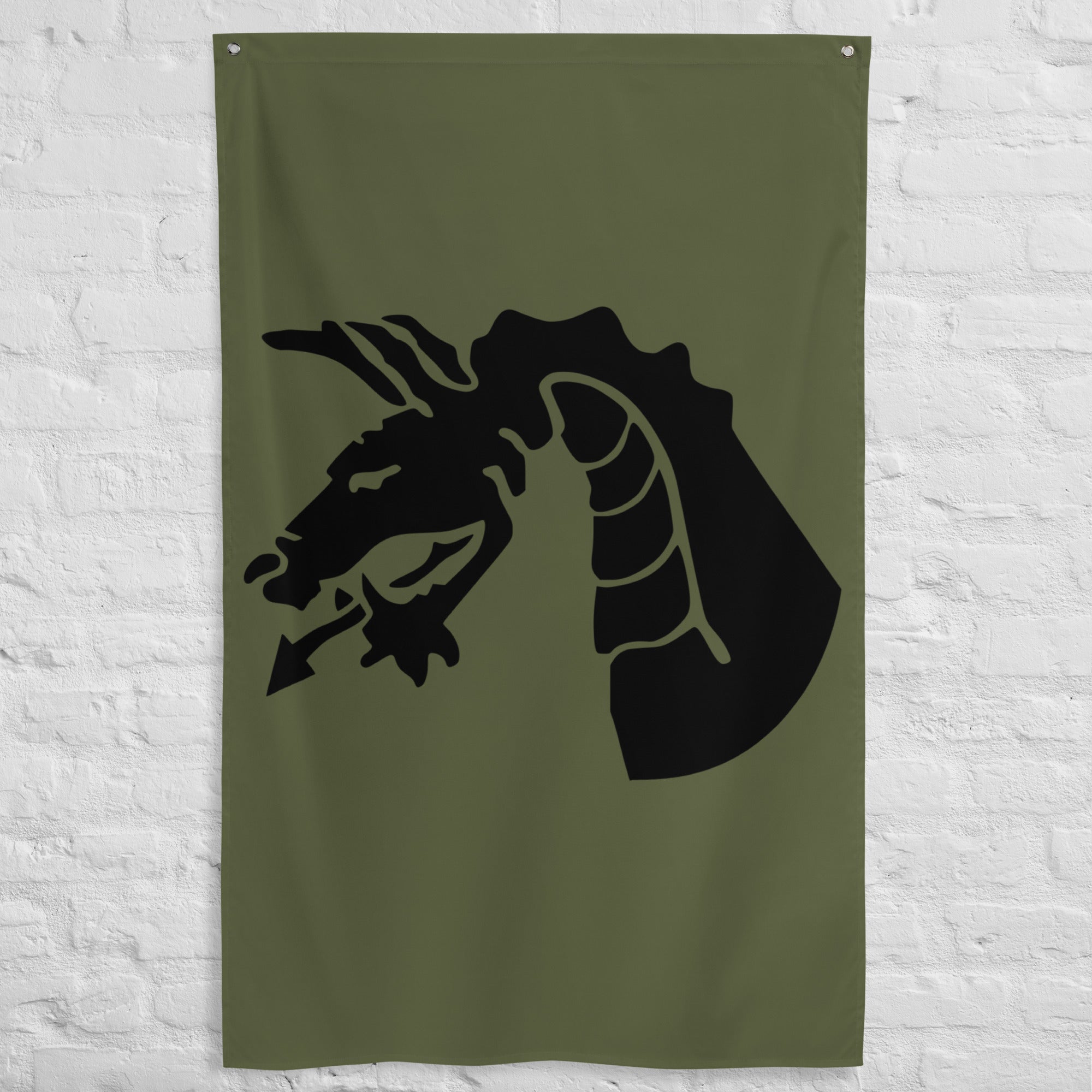 18th airborne dragon insignia on a military green flag