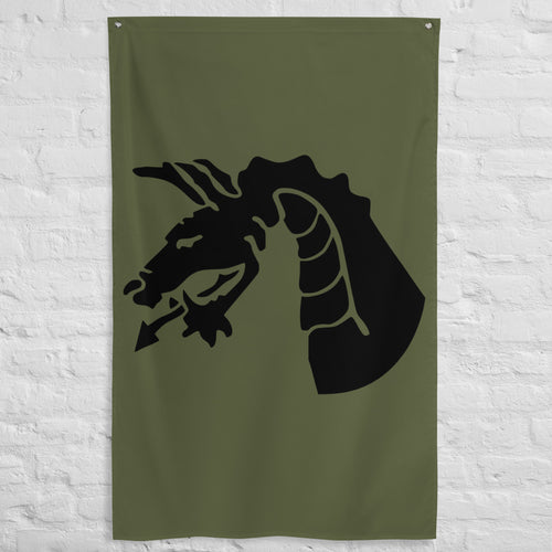 18th airborne dragon insignia on a military green flag