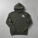 vintage black pullover hoodie with 18th airborne insignia on the left chest