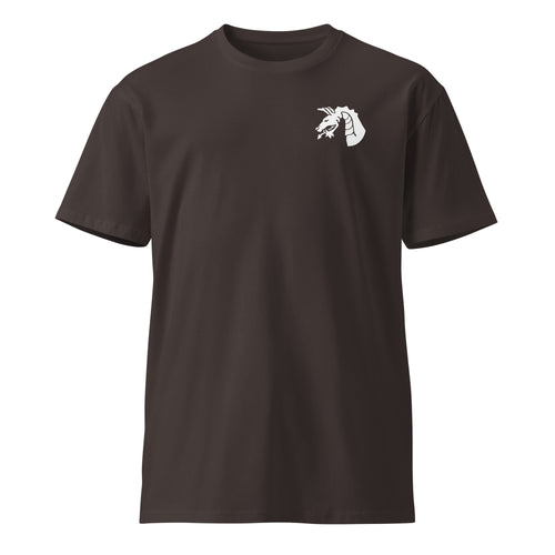 coal t-shirt with 18th airborne corps insignia on the left chest