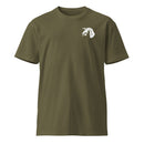 green t-shirt with 18th airborne corps insignia on the left chest