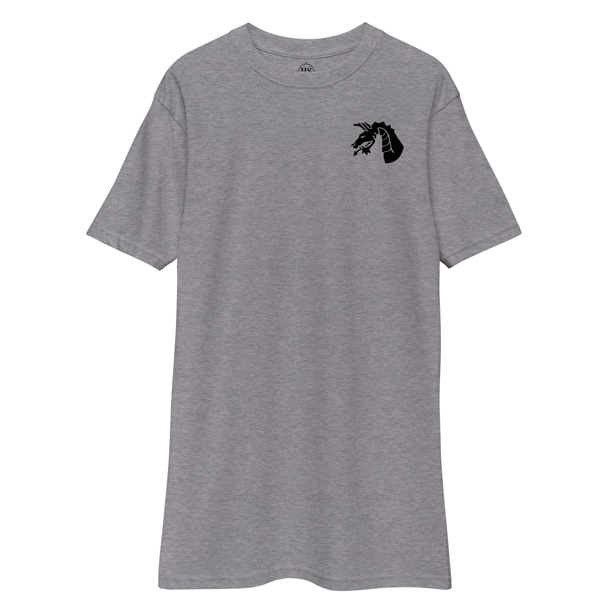 grey t-shirt with 18th airborne corps insignia on the left chest