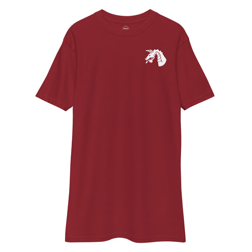 red t-shirt with 18th airborne corps insignia on the left chest