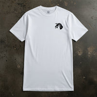 white t-shirt with 18th airborne corps insignia on the left chest