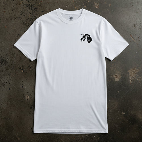 white t-shirt with 18th airborne corps insignia on the left chest