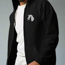 18th airborne corps dragon insignia embroidered on the left chest of a full zip hoodie