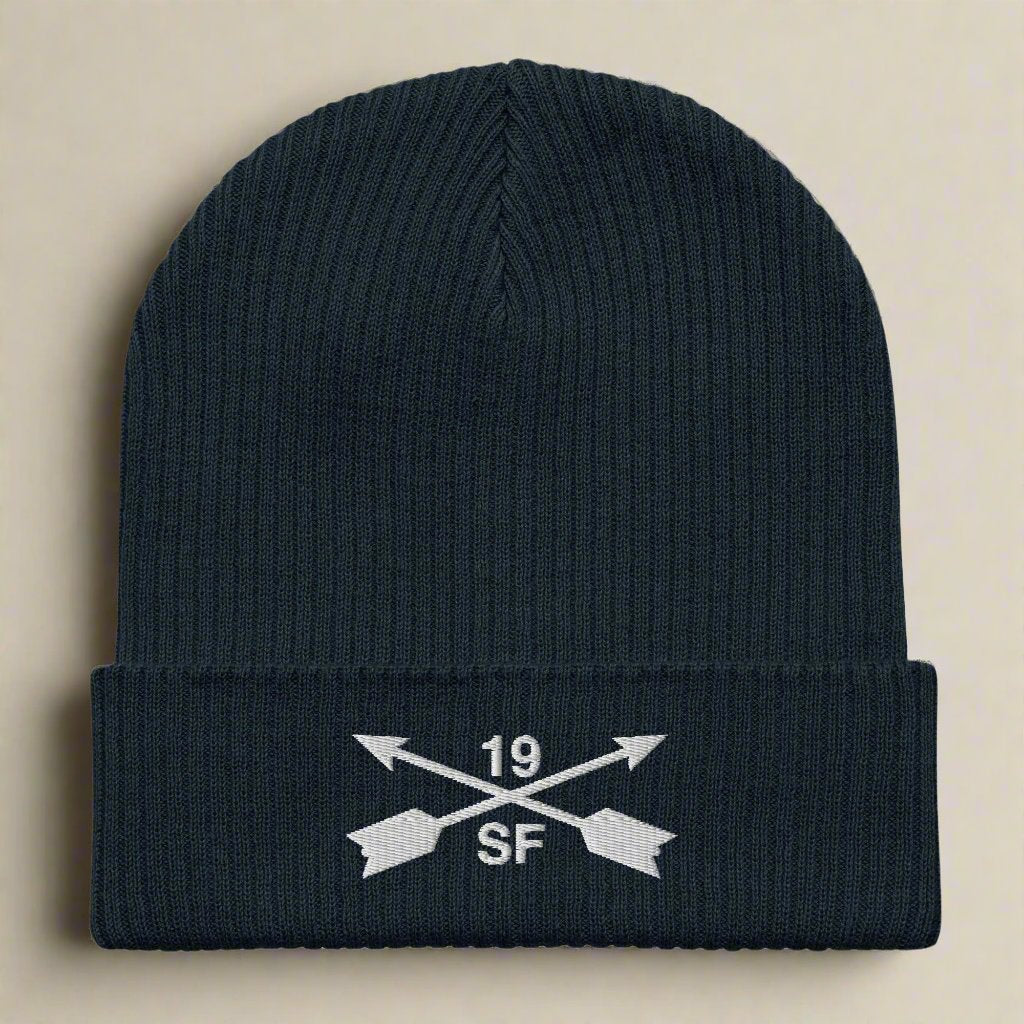 19th special forces group ribbed beanie with embroidered design