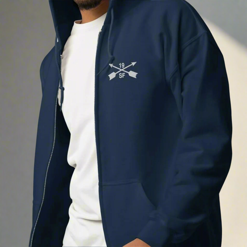 19th Special Forces Group Embroidered Full Zip Hoodie