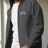 19th special forces hoodie with an embroidered design on the left chest of the crossed arrows.