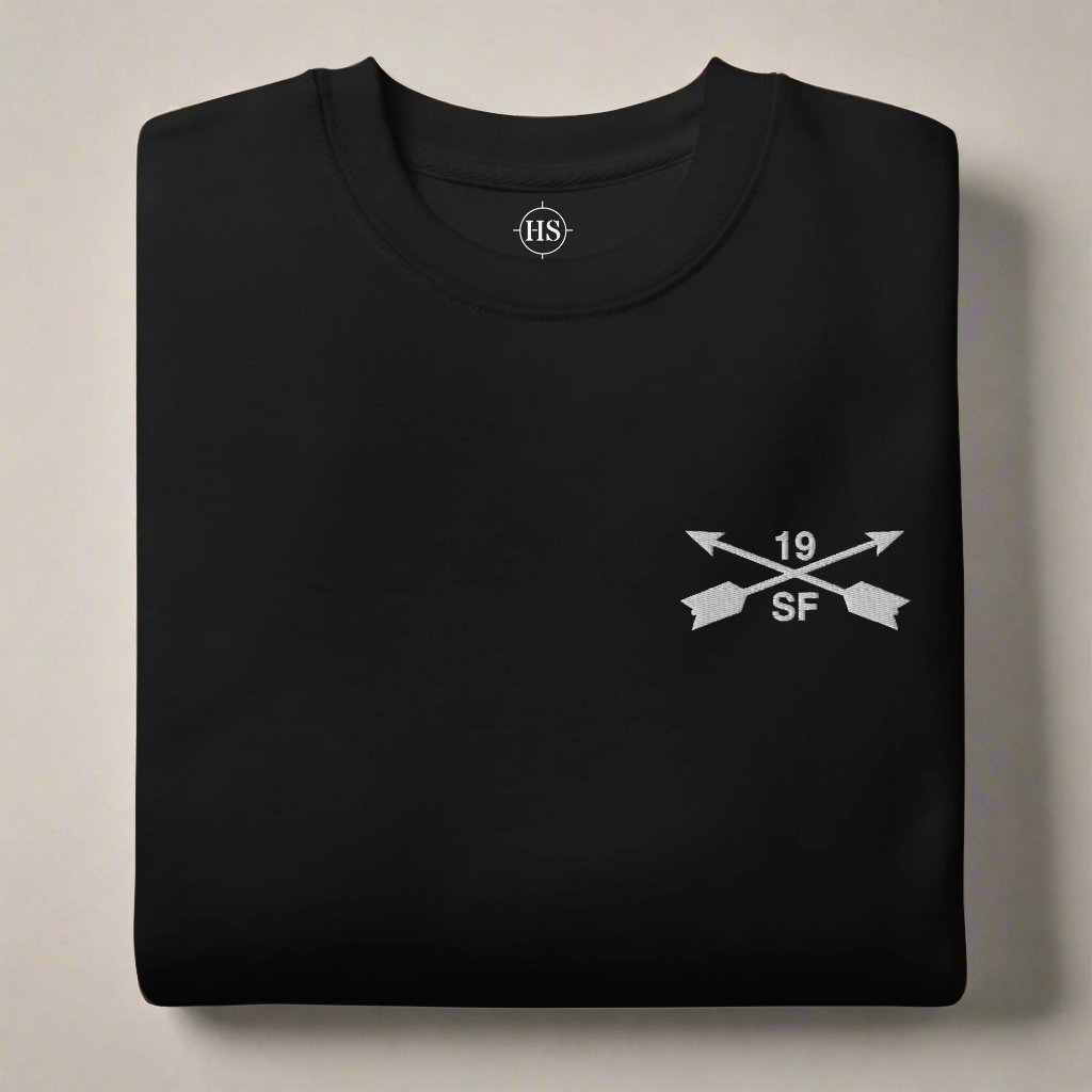 19th special forces group sweatshirt with embroidered design.