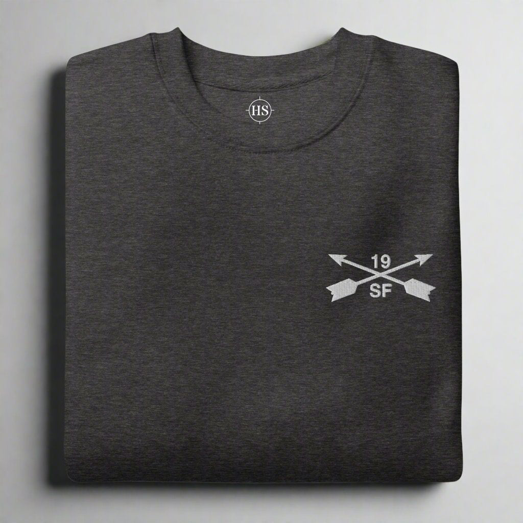 19th special forces group sweatshirt with embroidered design.