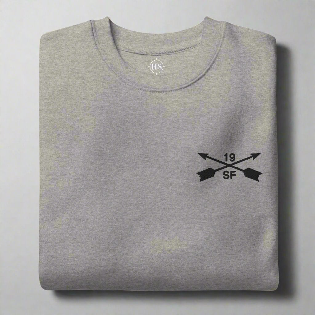 19th special forces group sweatshirt with embroidered design.