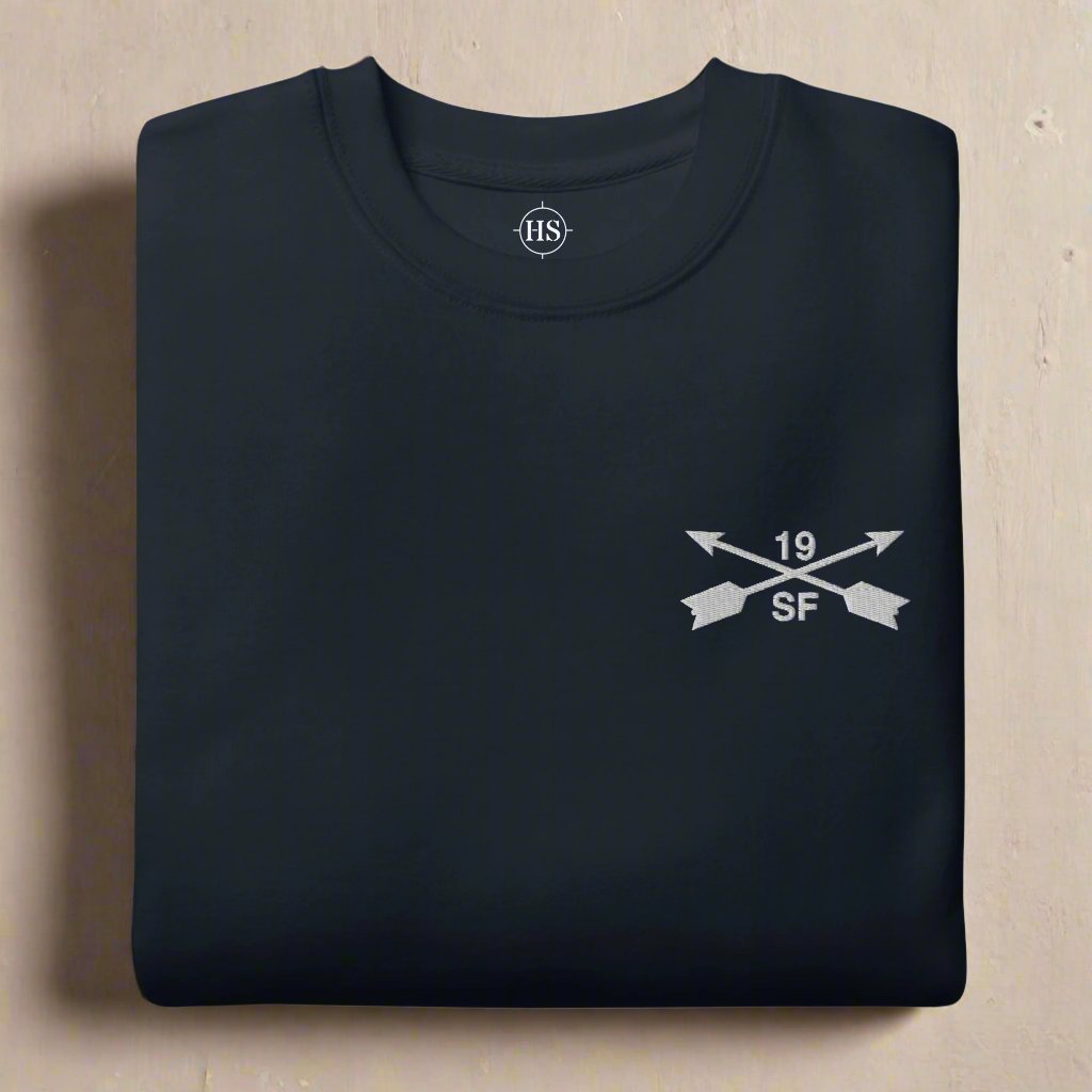 19th special forces group sweatshirt with embroidered design.