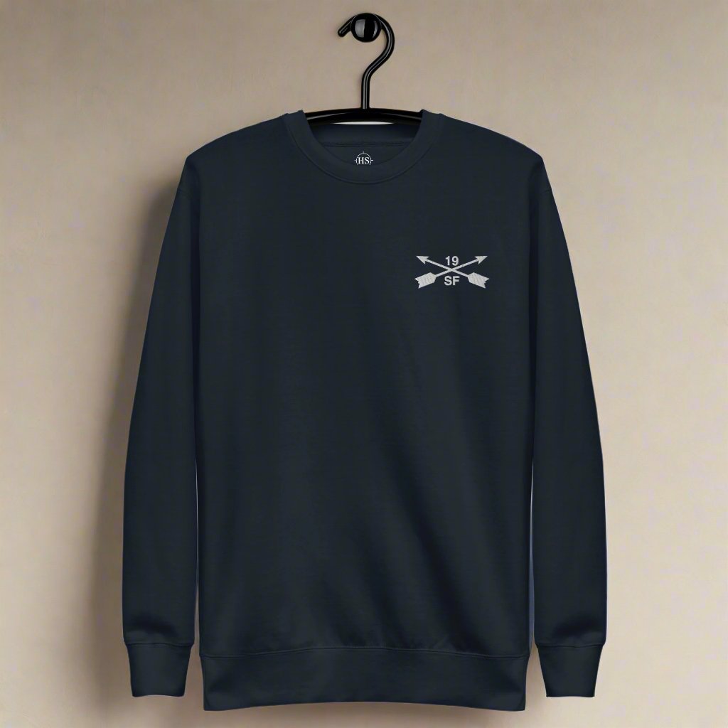 19th special forces group sweatshirt with embroidered design.