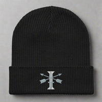 Black beanie with 1st Special Forces roman numeral design.