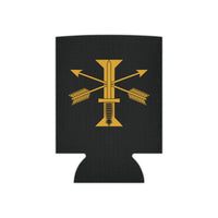 Black can cooler with 1st special forces roman numeral design