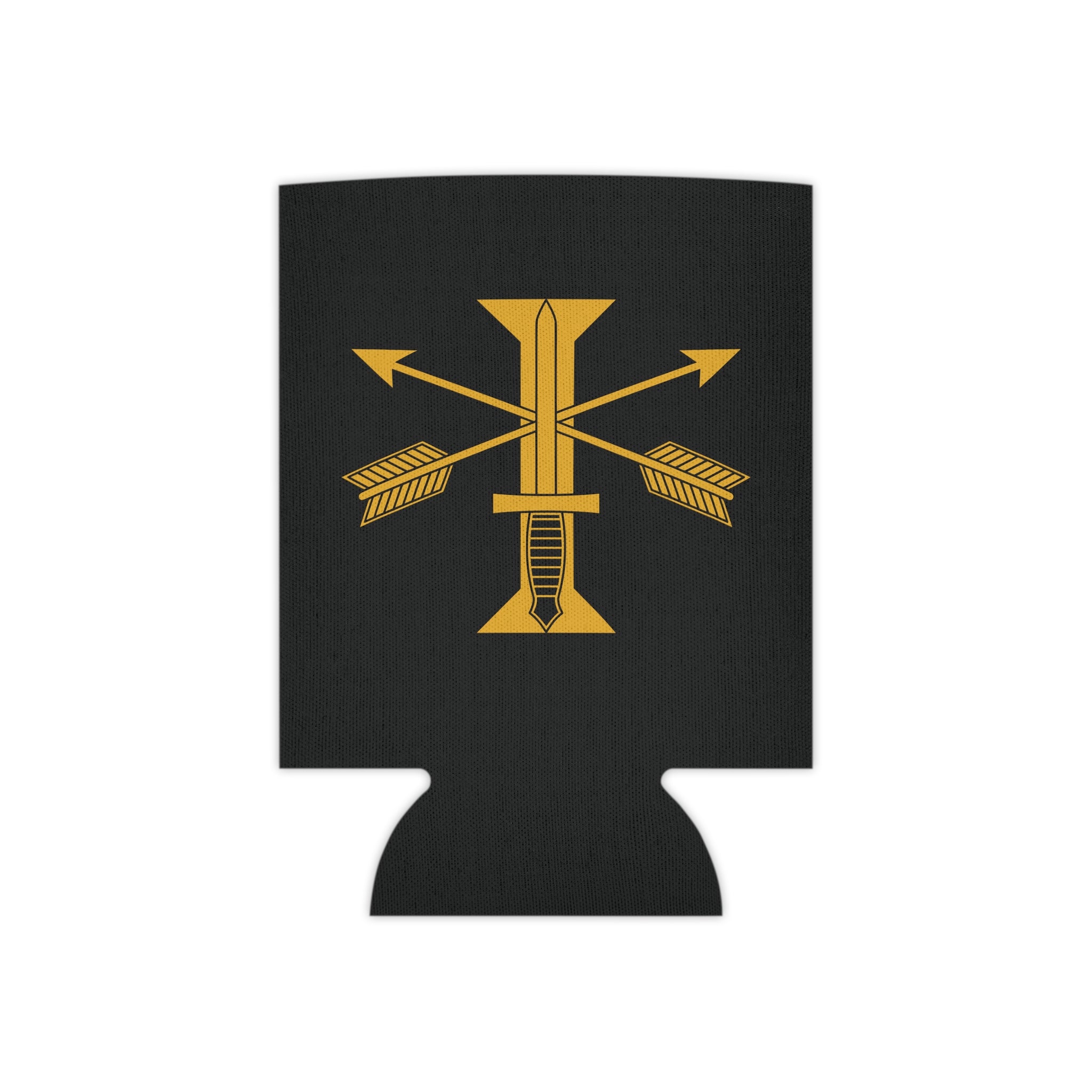Black can cooler with 1st special forces roman numeral design