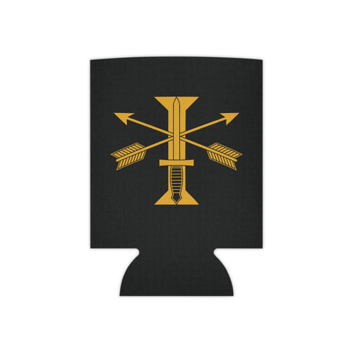 Black can cooler with 1st special forces roman numeral design