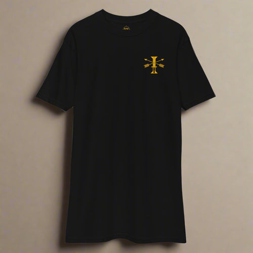 Black t-shirt with 1st special forces design on left chest