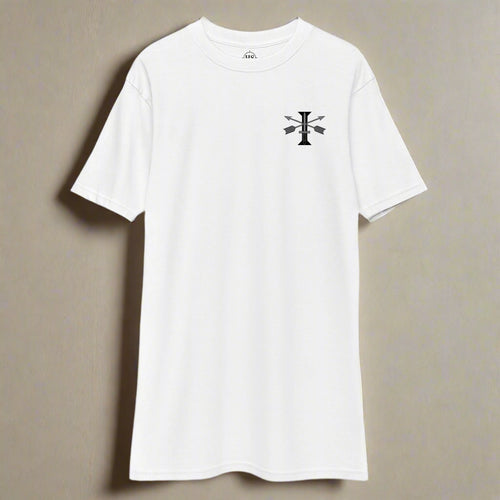 white t-shirt with 1st special forces design on left chest