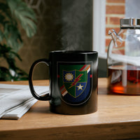 1st ranger battalion dui and flash printed on a black coffee mug.