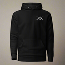 Pullover hoodie with 1st ranger battalion crossed rifles design on the left chest