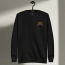 1st ranger battalion embroidered scroll and ranger tab on a sweatshirt.
