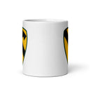 11oz white coffee mug with 1st cavalry division insignia