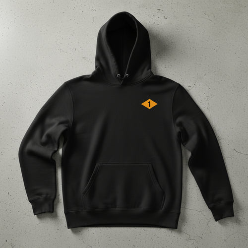 black pullover hoodie with US army rangers ww2 diamond on the left chest