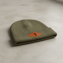 Ribbed knit beanie with 1st ranger battalion world war 2 diamond