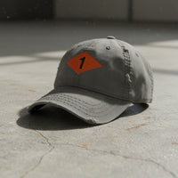 Distressed dad hat with 1st ranger battalion world war 2 diamond.