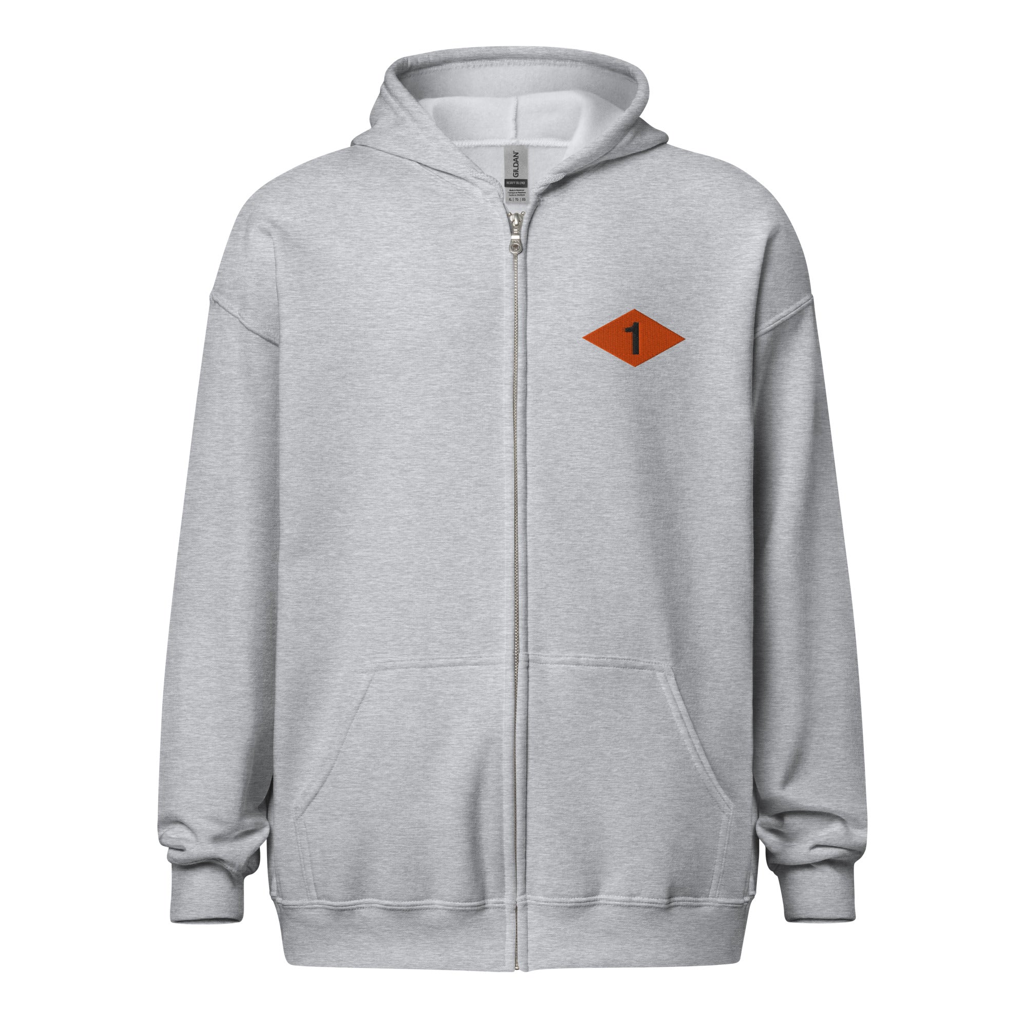 Full zip hoodie embroidered with 1st battalion ranger diamond