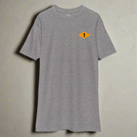 Grey t-shirt with world war 2 1st battalion ranger diamond on left chest