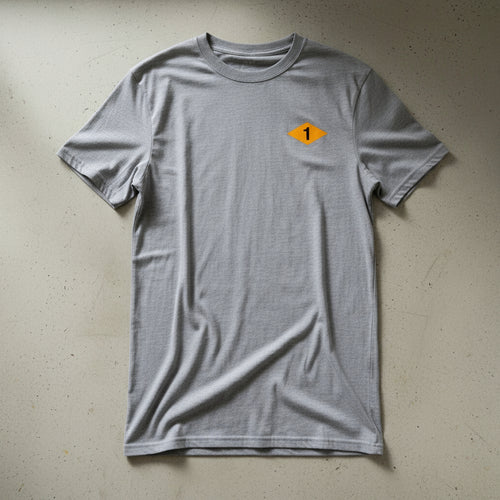 Grey t-shirt with world war 2 1st battalion ranger diamond on left chest