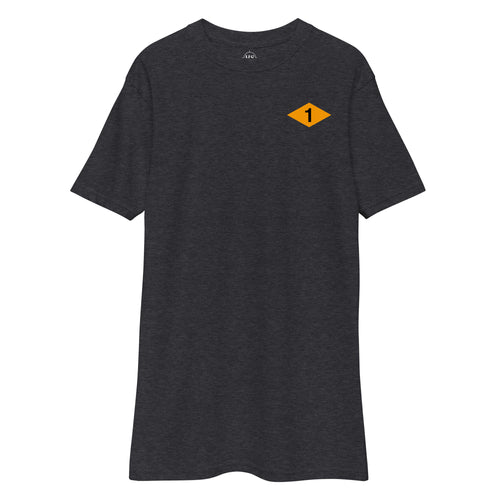 charcoal t-shirt with 1st ranger battalion ranger diamond on the left chest