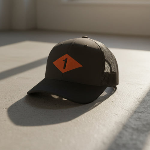 1st ranger battalion WW2 diamond on snapback trucker hat.