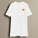 White t-shirt with world war 2 1st battalion ranger diamond on left chest