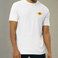 White t-shirt with world war 2 1st battalion ranger diamond on left chest