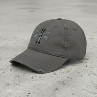 Distressed dad hat with 1st special forces group roman numeral design