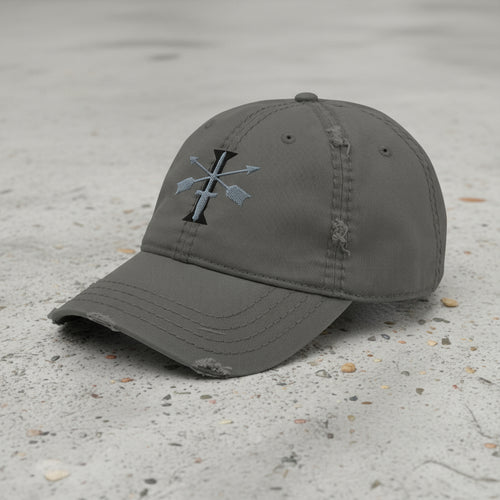 Distressed dad hat with 1st special forces group roman numeral design