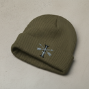Ribbed knit beanie with 1st special forces group roman numeral design