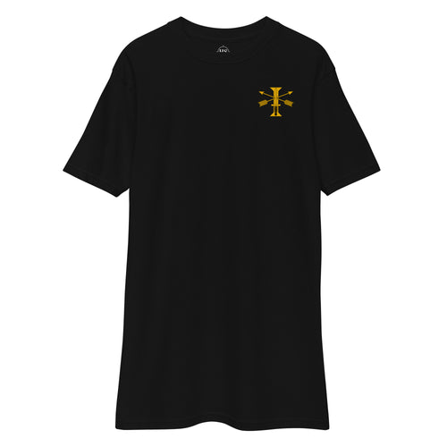 black t-shirt with 1st special forces group insignia design on left chest