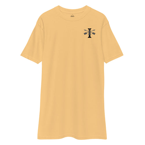 gold t-shirt with 1st special forces group insignia design on left chest