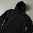 black hoodie with 1st special forces group insignia on the left chest. 